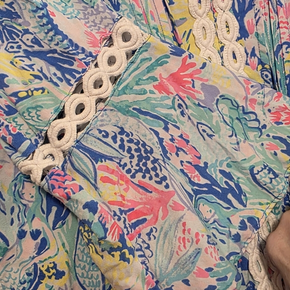 Lilly Pulitzer Floral Lace-Trim Beach Vacation Dress Sz Small - Picture 5 of 10